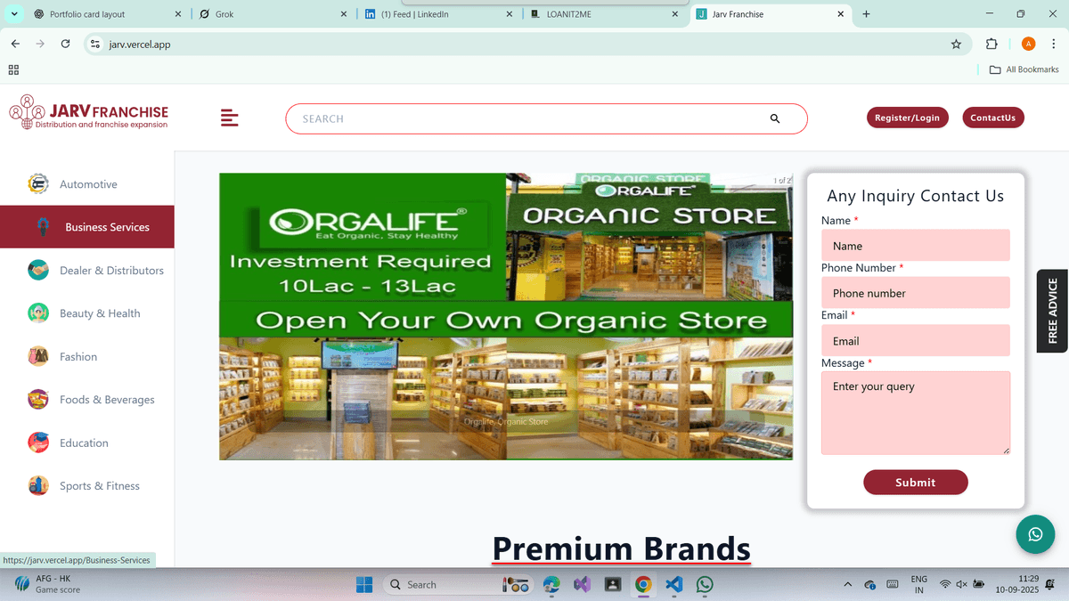 JARV Franchise Website